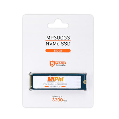 MiPhi MP300G3 512GB NVMe PCIe Gen3x4 M.2 2280 SSD (1-Cut)