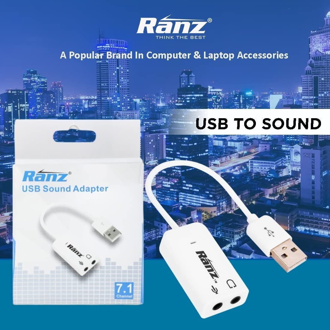 Ranz USB Virtual 7.1 Channel External Sound Card | Plug & Play Audio Adapter with Xear 3D Software