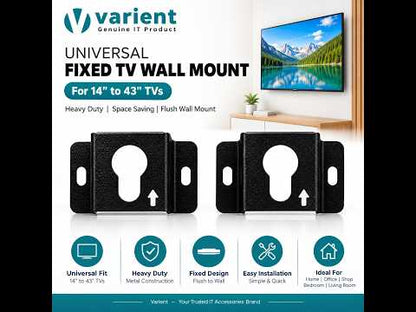 Universal Fixed TV Wall Mount for 14" to 43" LED/HD/Smart TVs | Heavy Duty Flat Panel Wall Stand