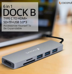 6 in 1 Dock B - Type C Multiport Hub Coconut